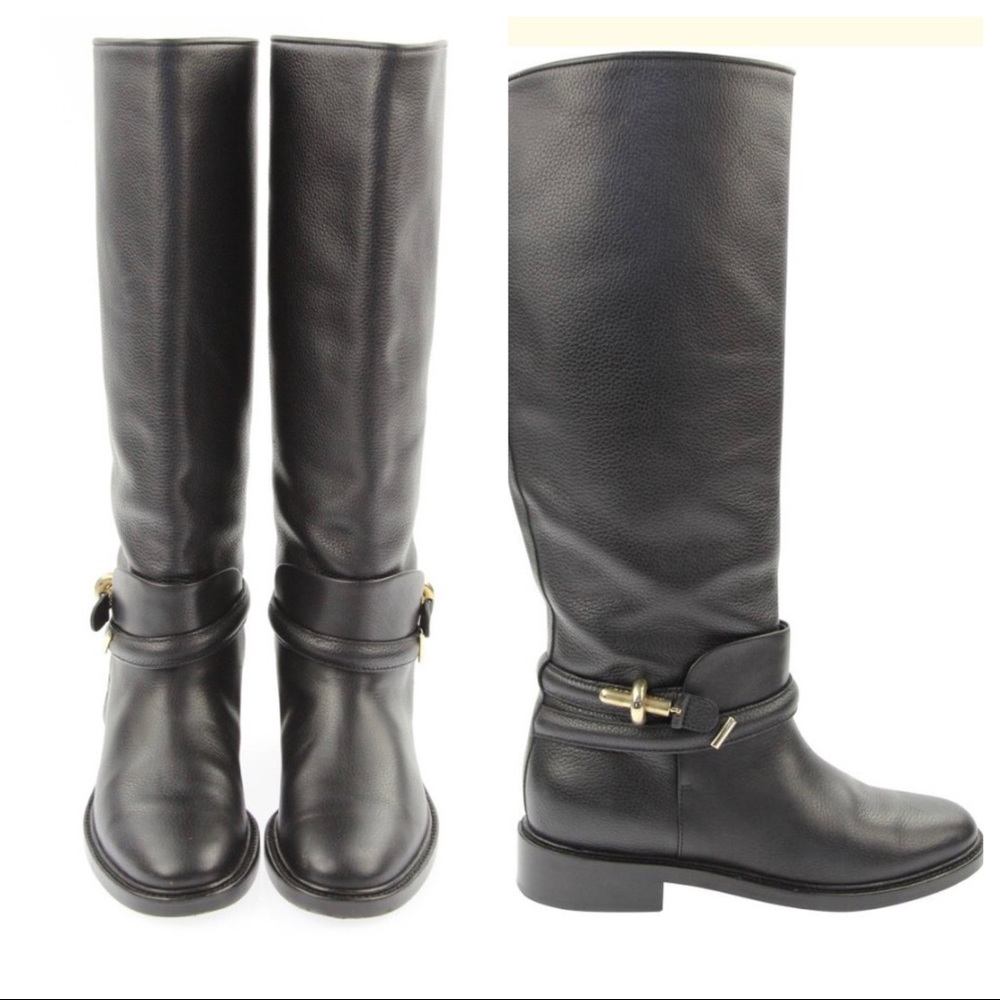 BALENCIAGA TALL EQUESTRIAN RIDING BOOT PELLE NOIR